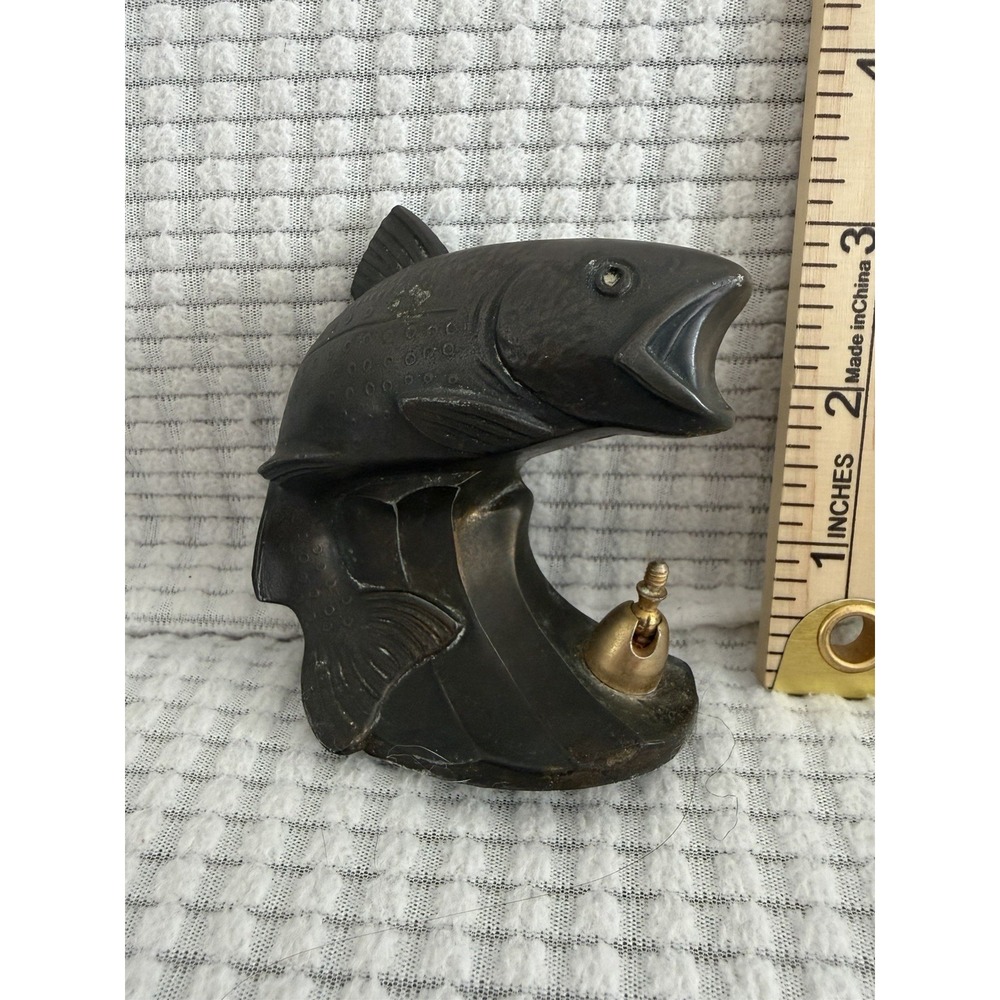 Vintage Heavy Brass Bass Fish Tabletop Statue & Bottle Opener - Picture 4 of 5